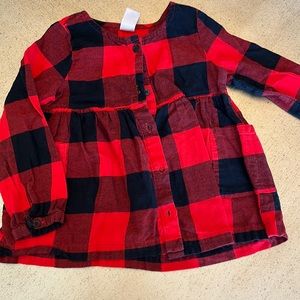 Carters button up peplum plaid flannel shirt